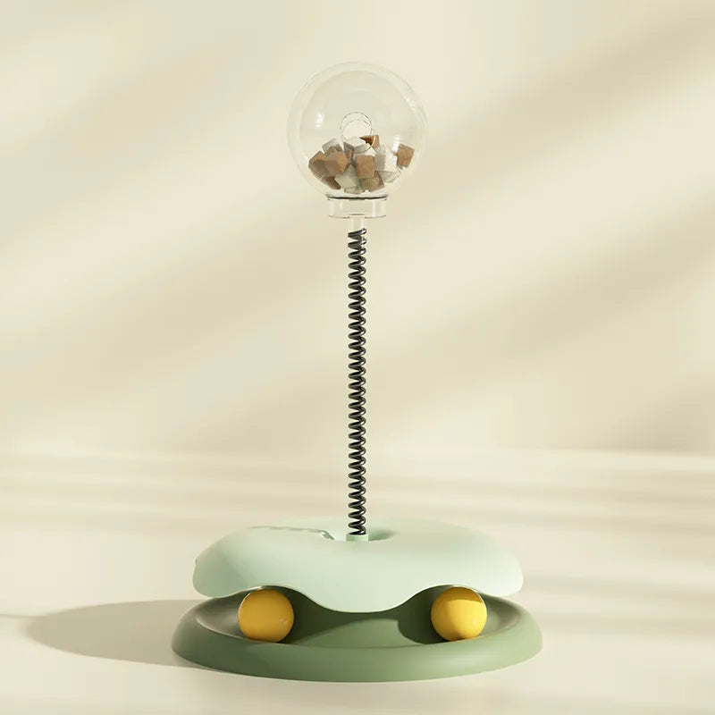Interactive Cat Toy With Treat Dispenser And Flexible Pole