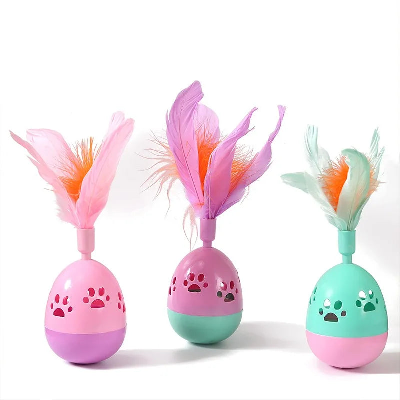 Interactive Cat Toy with Feathers - Colourful Ball - Shaped Toy for Cats