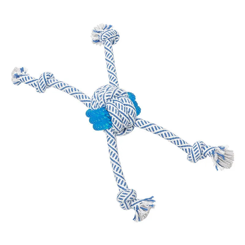 Dog Toy with Rubber Ball and Rope - Chew Toy for Pulling and Playing