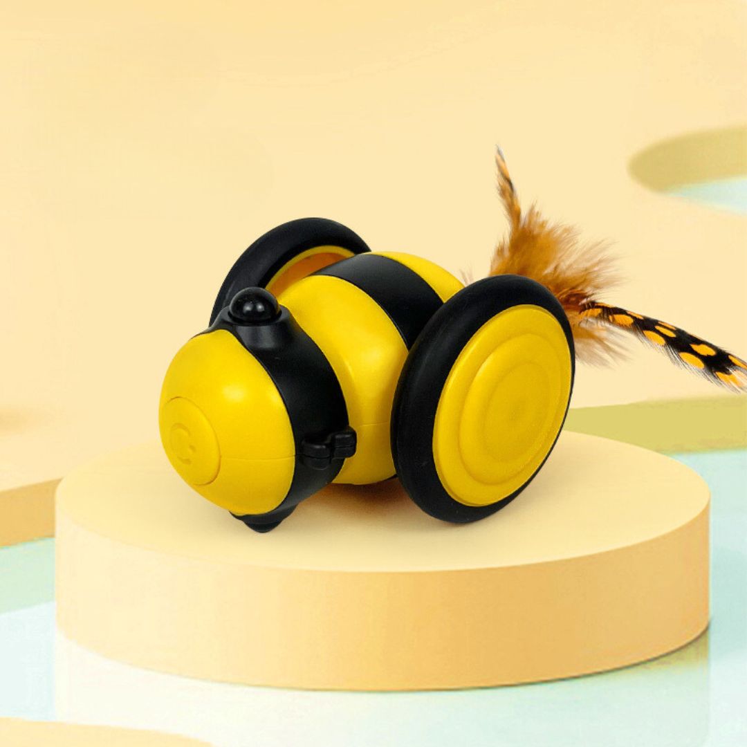 Interactive Bee Cat Toy With Feathers