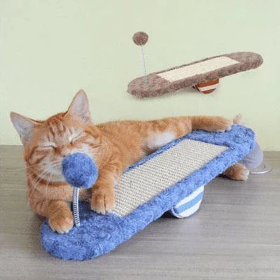 Cat Rocker With Scratching Board And Toy