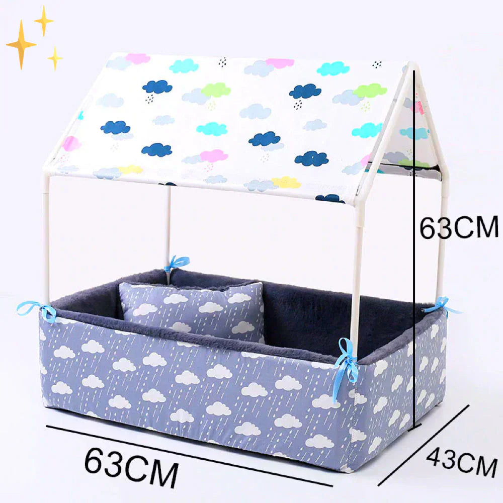 Fleece Sleeping Mat with Roof and Cuddly Pillow