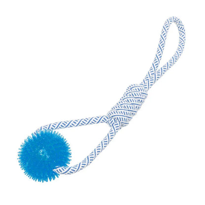 Dog Toy with Rubber Ball and Rope - Chew Toy for Pulling and Playing
