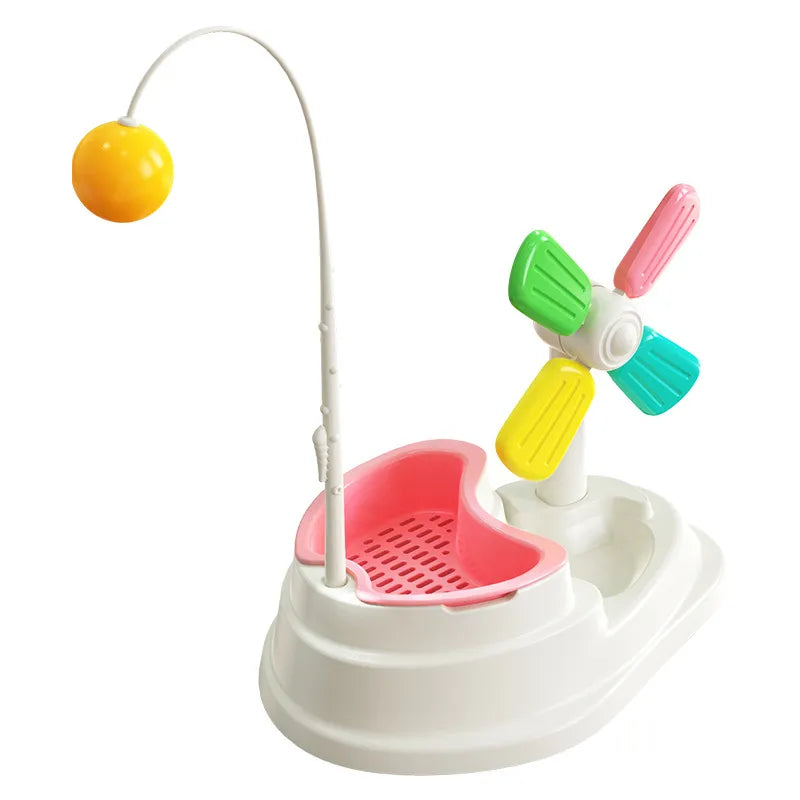 Interactive Cat Toy - Windmill With Ball And Grass Stand For Mental Stimulation