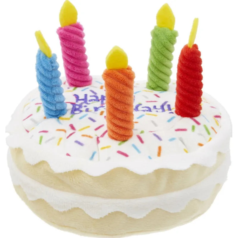 Birthday Dog Toy Set - Plush Cake , Cupcake & Bone with Squeak Function