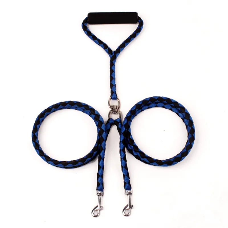 Twin Dog Leash In Check Pattern - Robust Leash For Two Dogs