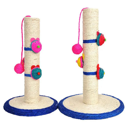 Cat Scratching Post With Colorful Toys - Sisal Scratching Post With Balls And Animals