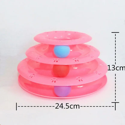 Interactive Cat Toy - 3 - Stage Play Pyramid with Colourful Balls