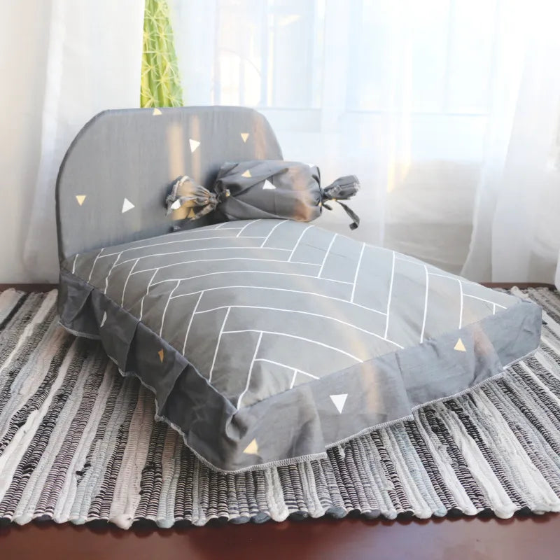 Cat Bed With Backrest - Comfortable Pet Bed With Cushion For Cats And Small Dogs