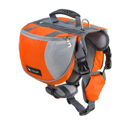 Dog Backpack For Outdoor Activities - Adjustable And Waterproof In Red And Gray