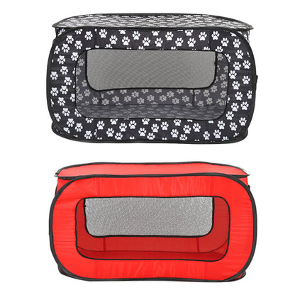 Foldable Fabric Dog Box With Paw Pattern - Portable And Ventilated