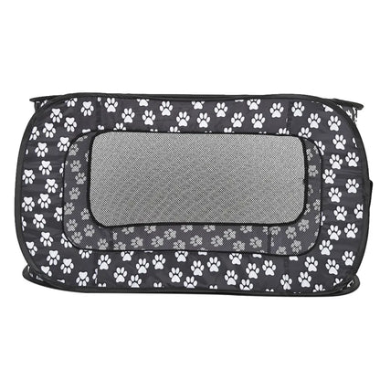 Foldable Fabric Dog Box With Paw Pattern - Portable And Ventilated