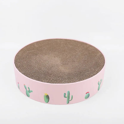 Cardboard Cat Bow With Cactus Design - Modern Style Scratching Board