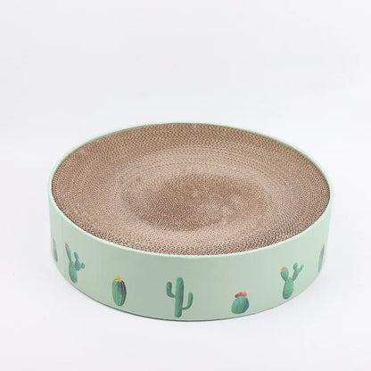 Cardboard Cat Bow With Cactus Design - Modern Style Scratching Board