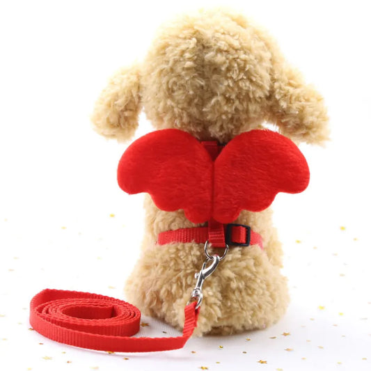 Cute Pet Harness With Angel Wings And Lead - Adjustable For Cats Small Dogs