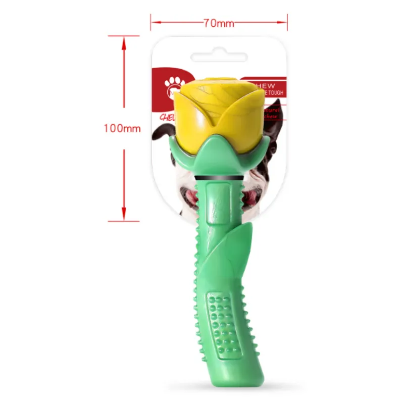 Rose - Shaped Dog Toy - Chew Stick for Dental Care & Fun Made of Robust Rubber