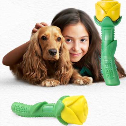 Rose - Shaped Dog Toy - Chew Stick for Dental Care & Fun Made of Robust Rubber