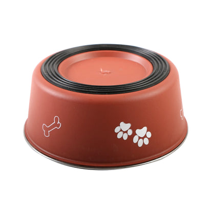 Stainless Steel Dog Bowl with Grey Plastic Rim