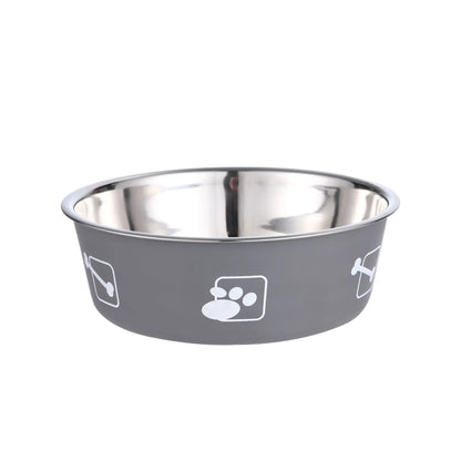 Stainless Steel Dog Bowl with Grey Plastic Rim