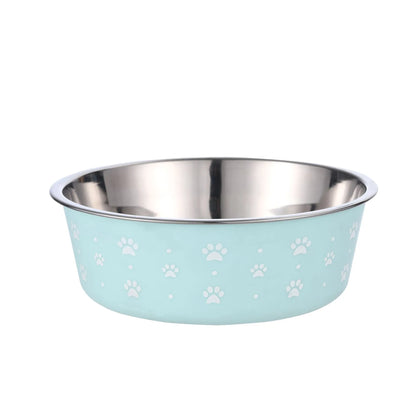 Stainless Steel Dog Bowl with Grey Plastic Rim