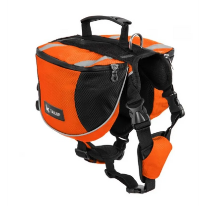 Dog Backpack For Outdoor Activities - Adjustable And Waterproof In Red And Gray