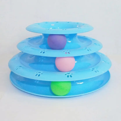 Interactive Cat Toy - 3 - Stage Play Pyramid with Colourful Balls