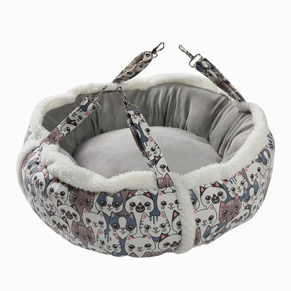 Cat Sleeping Basket With Cute Cat Pattern - Soft And Cosy Basket For Cats