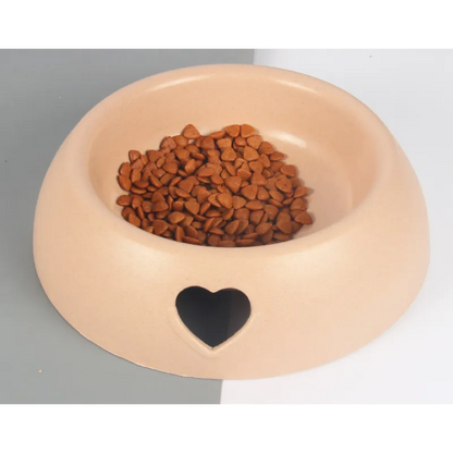 Dog Bowl Made Of Natural Material - Food And Water Bowl With Heart Design
