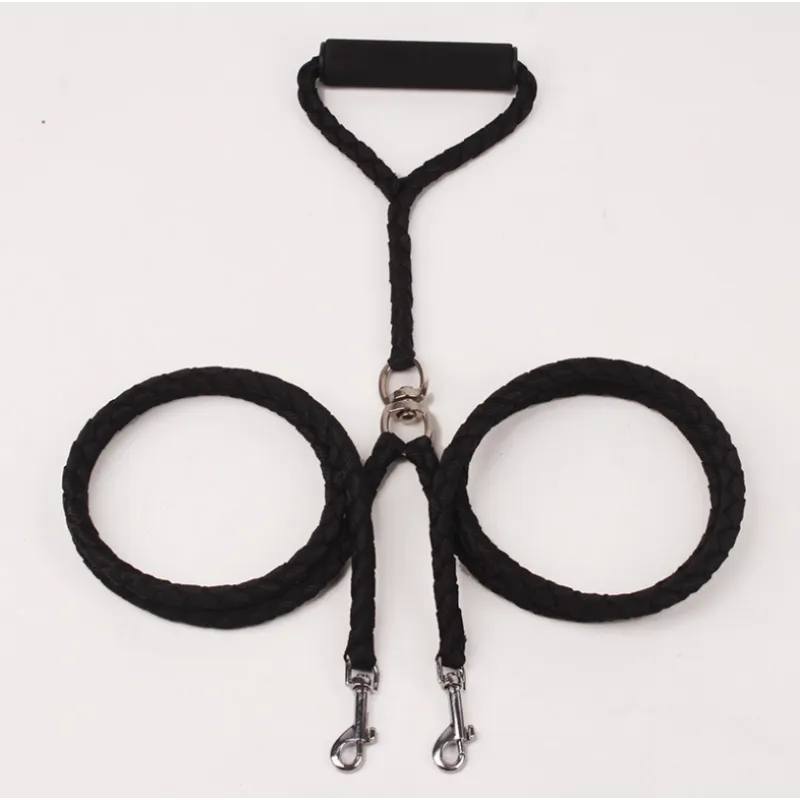 Twin Dog Leash In Check Pattern - Robust Leash For Two Dogs