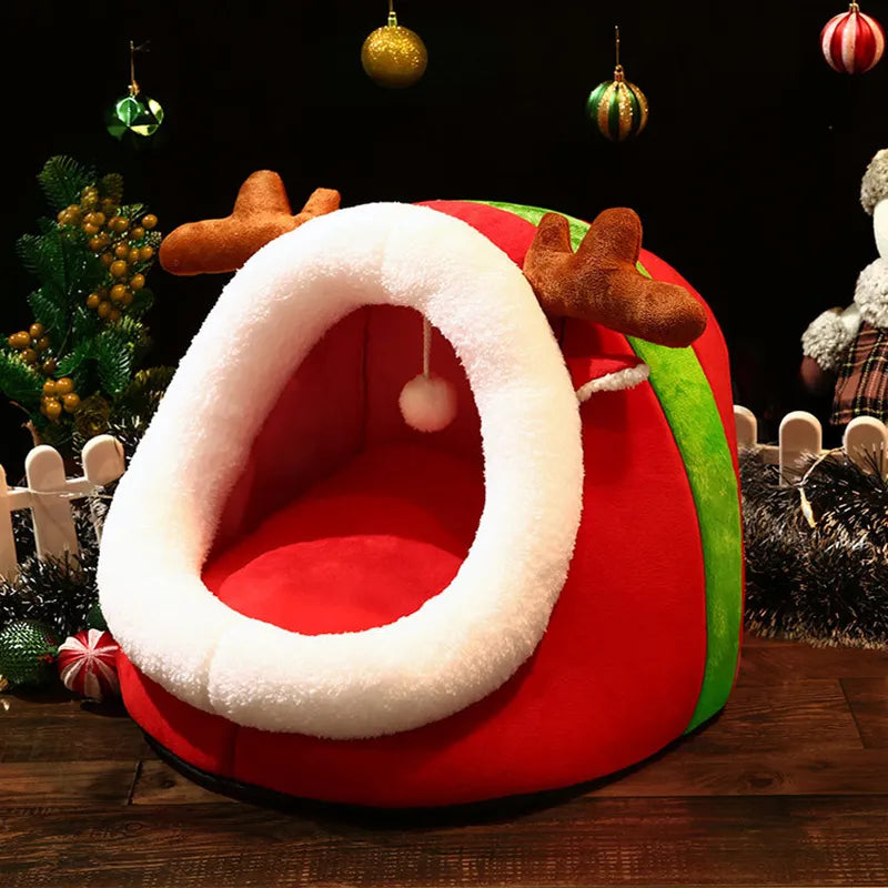 Cat Cave In Kitten Design - Soft And Cozy Sleeping Cave For Cats