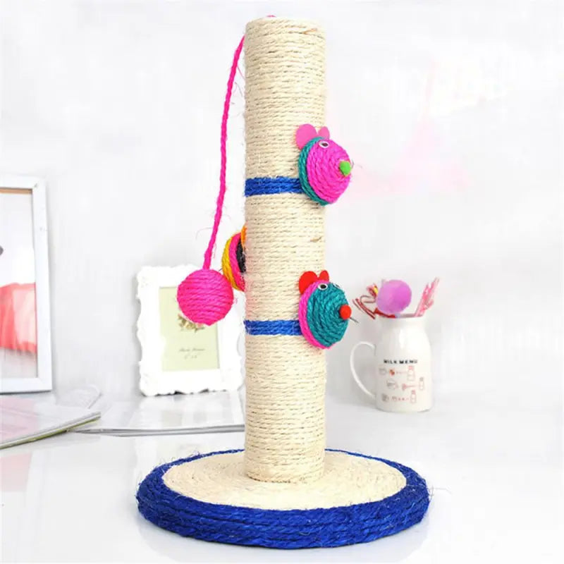 Cat Scratching Post With Colorful Toys - Sisal Scratching Post With Balls And Animals