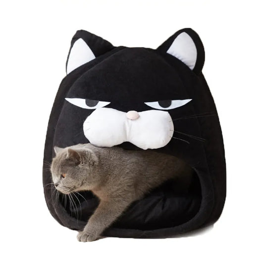 Cat Bed In Cat Head Design - Cozy Cave For Cats And Small Dogs