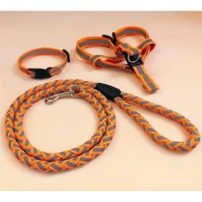 Reflective Dog Harness With Lead - Safe Set For Walks In The Dark
