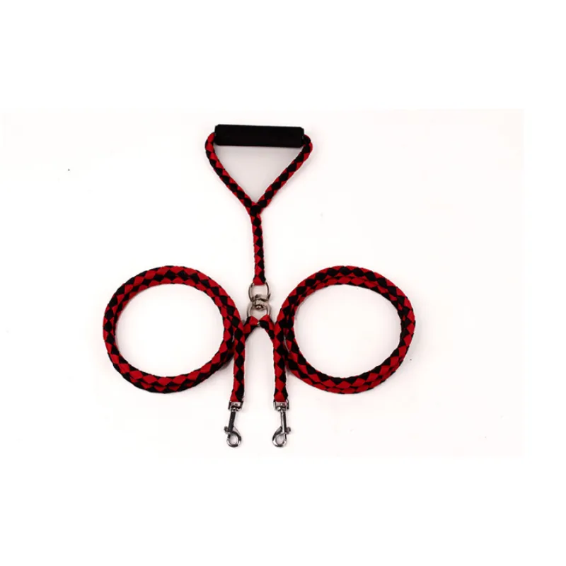 Twin Dog Leash In Check Pattern - Robust Leash For Two Dogs