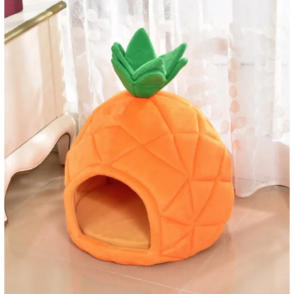 Cat Cave In Pineapple Design - Cuddly Sleeping Cave For Cats And Small Dogs