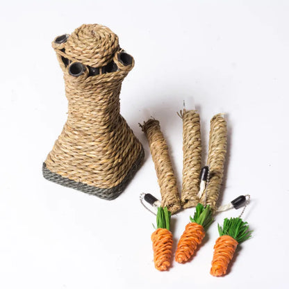 Cat Scratching Post In Tree Design - Sisal Scratching Post With Carrot Toys