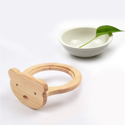 Hanging Food Bowl For Cats - Wall Mount With Wooden Frame In Cloud Design