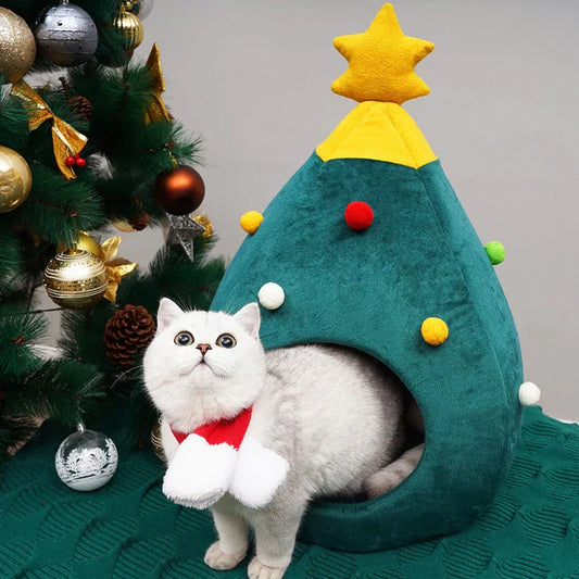 Cat Bed In Christmas Tree Form