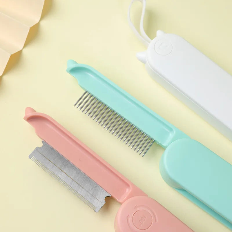 Electric Fur Brush for Cats and Dogs - Detangling Brush for Pets , Grooming Brush with Metal Teeth