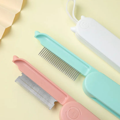 Electric Fur Brush for Cats and Dogs - Detangling Brush for Pets , Grooming Brush with Metal Teeth