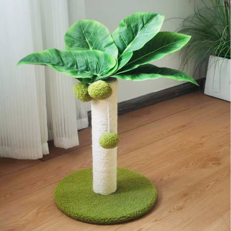 Cat Scratching Post In Palm Tree Design - Sisal Scratching Post With Balls To Play With