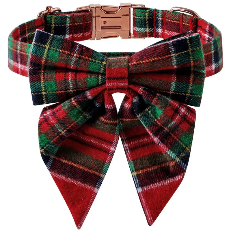 Coloured Dog Collar With Bow For Christmas And Festive Occasions