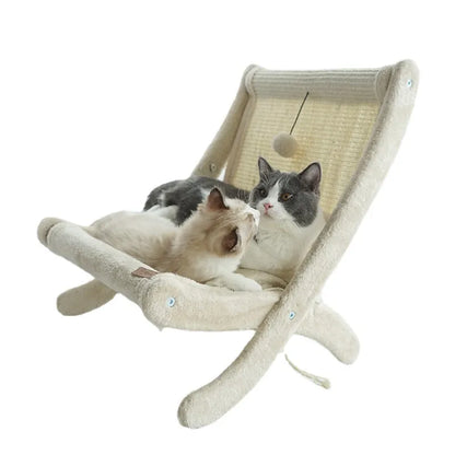 Cat Deckchair With Scratching Surface - Comfortable Sleeping Place Scratching Furniture In One