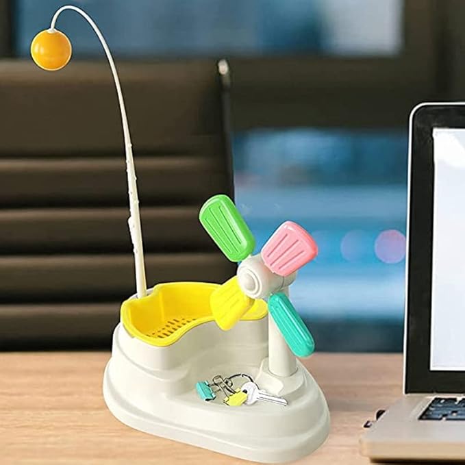Interactive Cat Toy - Windmill With Ball And Grass Stand For Mental Stimulation