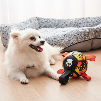 Interactive Ball - Shaped Dog Toy - with Nylon Rope and Handles