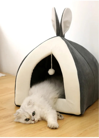 Cuddly & Cozy - Soft Cat Bed In Cave Shape With Play Ball