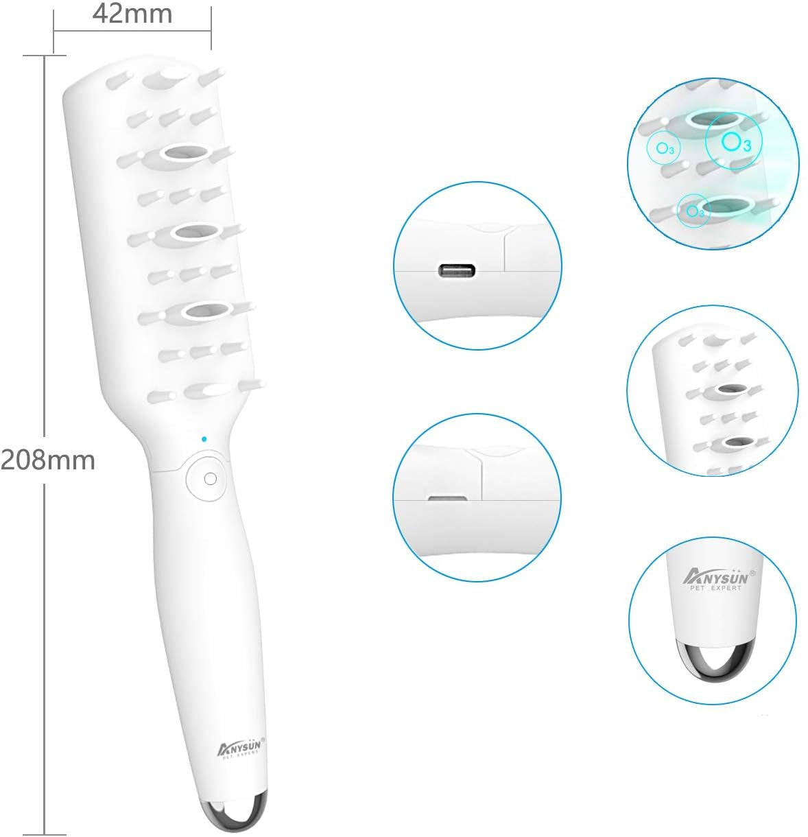 Electric Massage Brush for Pets with Usb Charging and Grooming Function
