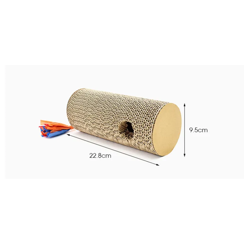 Cat Scratching Roll Made Of Cardboard - Scratching Toy With Colourful Fringes And Hole