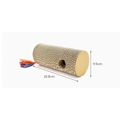 Cat Scratching Roll Made Of Cardboard - Scratching Toy With Colourful Fringes And Hole