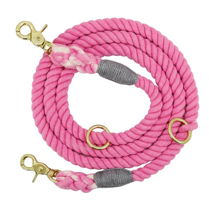 Colourful Cotton Rope Dog Leash - Robust Spiral Dog Leash With Snap Hook
